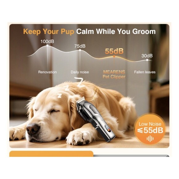 New Professional Cordless Dog Pet Hair Clippers  Grooming Kit Low Noise 8 Combs - Picture 3 of 16